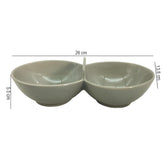 Lemon Tree Grey Ceramic 2-Section Small Partition Bowl – Elegant Serveware for Snacks & Dips